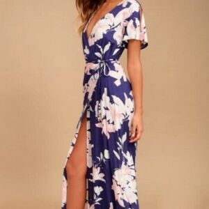 Lulus Floral Wrap Maxi Dress Small